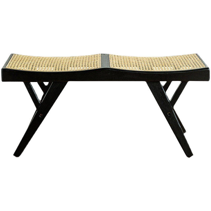 Банкетка Rattan Comfortable Bedend Stool Черный Бежевый Банкетка Rattan Comfortable Bedend Stool Черный Бежевый в Волгограде | Loft Concept