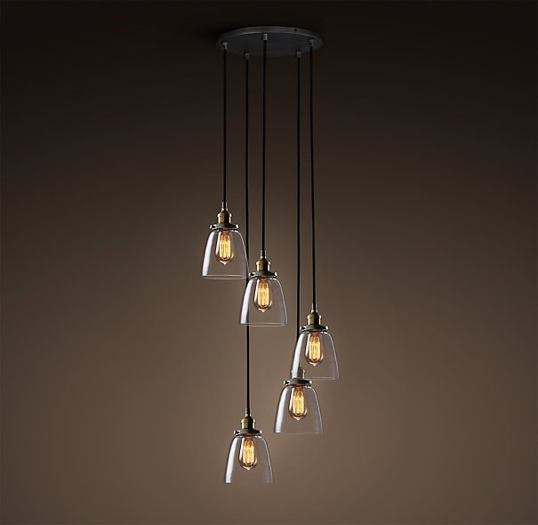 Подвесной светильник Loft Clear Glass Cloche 5 Черный Подвесной светильник Loft Clear Glass Cloche 5 Черный в Волгограде | Loft Concept