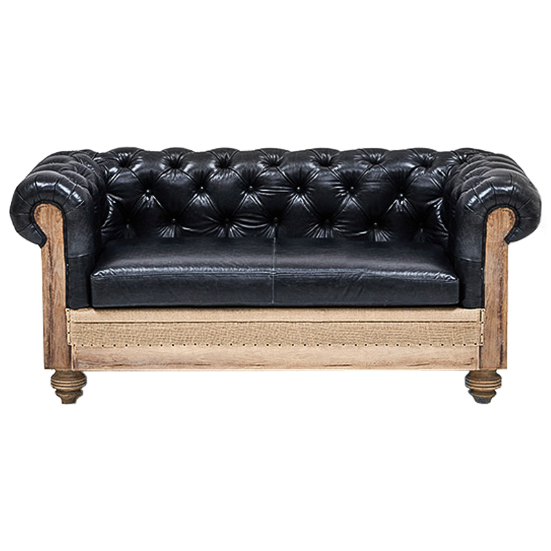 Диван Deconstructed Chesterfield Sofa double Black leather Черный Коричневый Диван Deconstructed Chesterfield Sofa double Black leather Черный Коричневый в Волгограде | Loft Concept