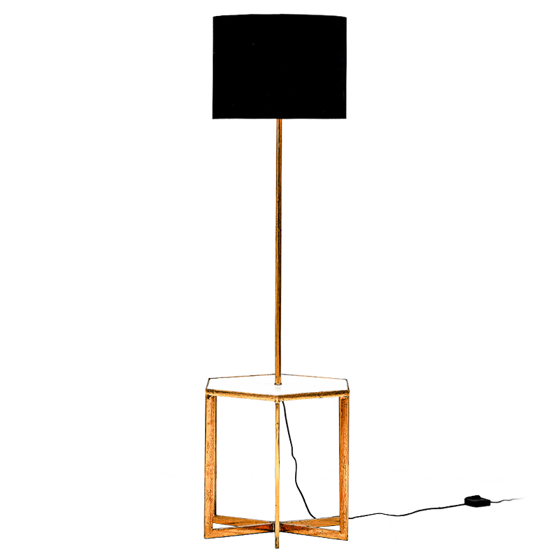 Напольная лампа Steno Floor lamp Белый Черный Винтажное глянцевое золото с состаренным эффектом Напольная лампа Steno Floor lamp Белый Черный Винтажное глянцевое золото с состаренным эффектом в Волгограде | Loft Concept