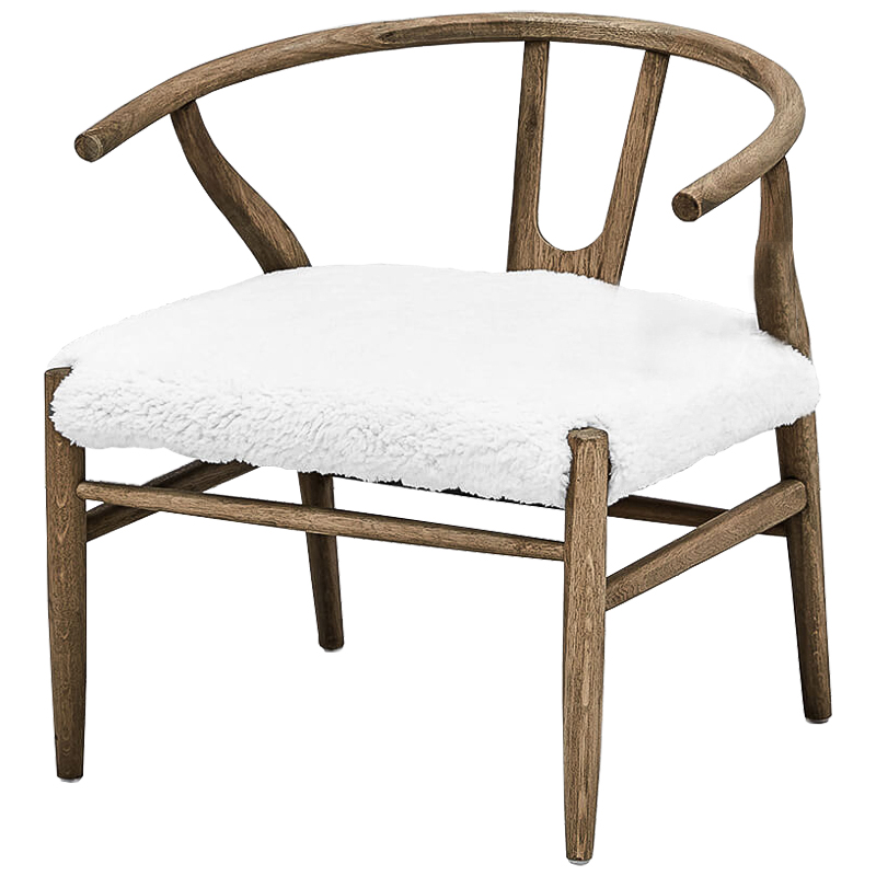 Стул Wishbone Faux Fur Stool Коричневый Белый Стул Wishbone Faux Fur Stool Коричневый Белый в Волгограде | Loft Concept