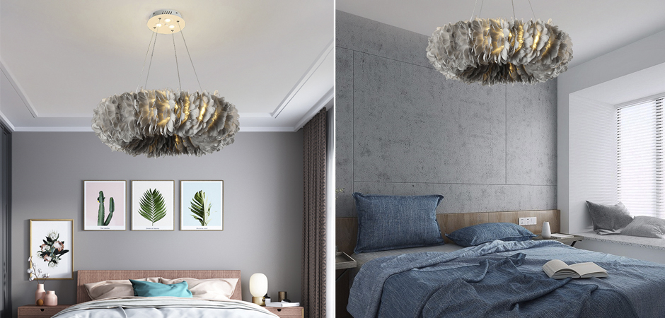 Люстра Кольцо из перьев Plumage Grey Люстра Кольцо из перьев Plumage Grey - Loft-Concept в Волгограде