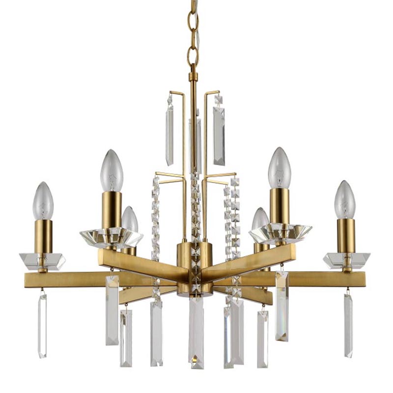Люстра Vivien Crystal Brass Chandelier 6 Латунь Серый Люстра Vivien Crystal Brass Chandelier 6 Латунь Серый в Волгограде | Loft Concept