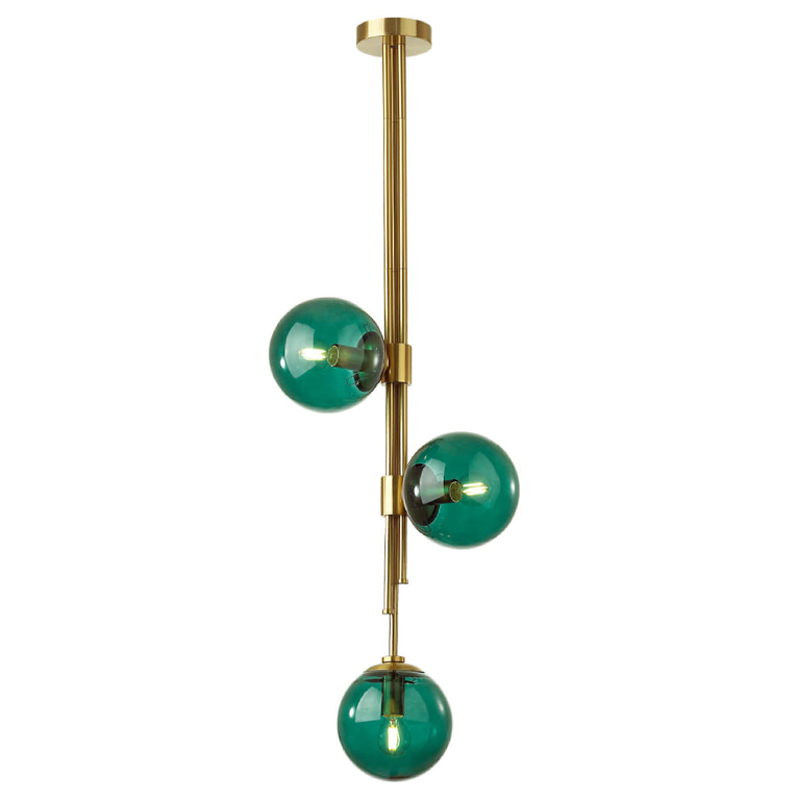Светильник TRILOGY Ceiling Light Turquoise glass 100 Латунь Изумрудный Светильник TRILOGY Ceiling Light Turquoise glass 100 Латунь Изумрудный в Волгограде | Loft Concept
