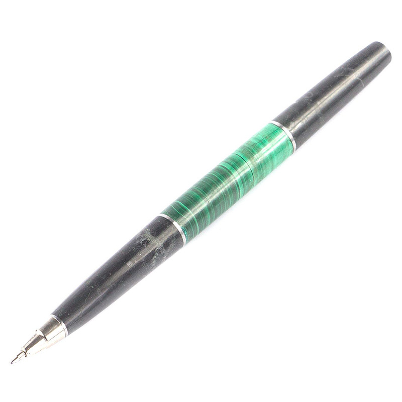 Ручка шариковая из натуральных камней Малахит Змеевик Stone Pens Малахит Черный Серебряный Ручка шариковая из натуральных камней Малахит Змеевик Stone Pens Малахит Черный Серебряный в Волгограде | Loft Concept