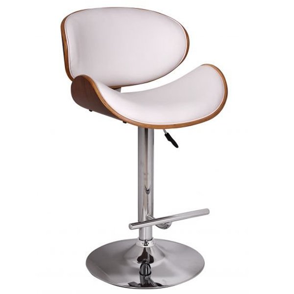 Барный стул Lounge Bar Stool белый Хром Белый Коричневый Барный стул Lounge Bar Stool белый Хром Белый Коричневый в Волгограде | Loft Concept
