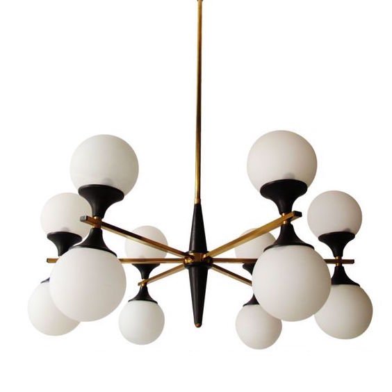 Люстра Ball Valley Arredoluce Chandelier Белый Латунь Черный Люстра Ball Valley Arredoluce Chandelier Белый Латунь Черный в Волгограде | Loft Concept