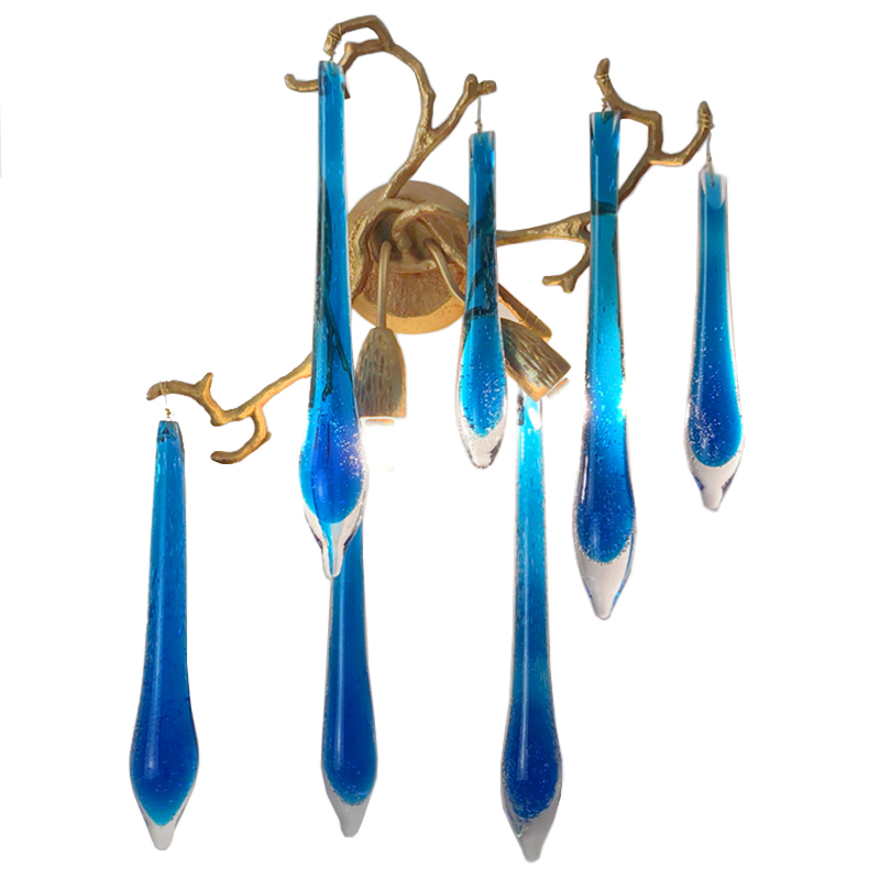 Бра Blue Fountain Wall Lamp Синий Золотой Бра Blue Fountain Wall Lamp Синий Золотой в Волгограде | Loft Concept