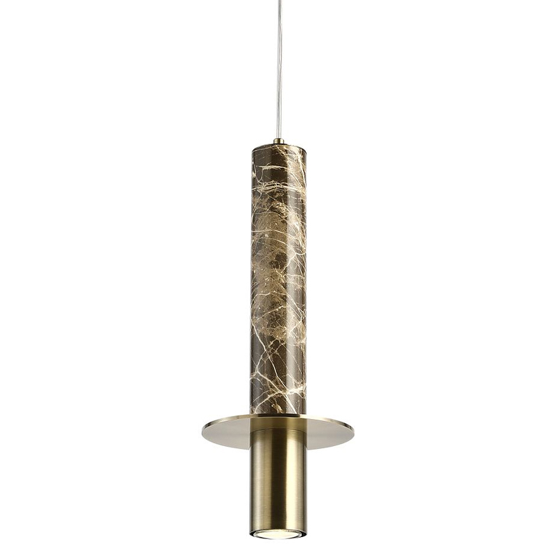 Подвесной светильник с декором под коричневый мрамор Shaw Marble Brass Латунь Коричневый Подвесной светильник с декором под коричневый мрамор Shaw Marble Brass Латунь Коричневый в Волгограде | Loft Concept