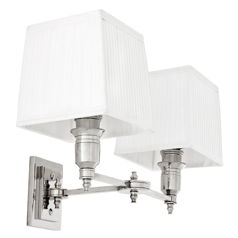 Бра Wall Lamp Lexington Double Nickel+White Никель Белый Бра Wall Lamp Lexington Double Nickel+White Никель Белый в Волгограде | Loft Concept