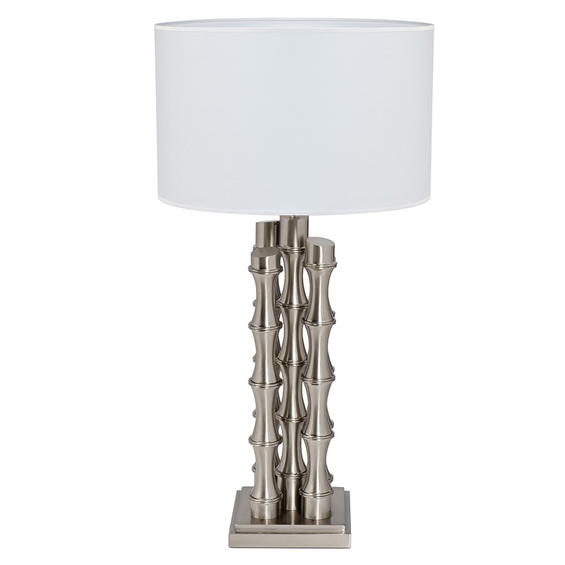 Настольная лампа с Белым Абажуром Damian Nickel Table Lamp Никель Сатин Белый Настольная лампа с Белым Абажуром Damian Nickel Table Lamp Никель Сатин Белый в Волгограде | Loft Concept