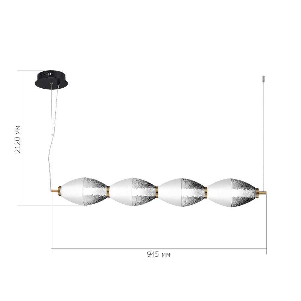 Подвесной светильник линейный в сочетании двух разных фактур стекла Enchanting в Волгограде