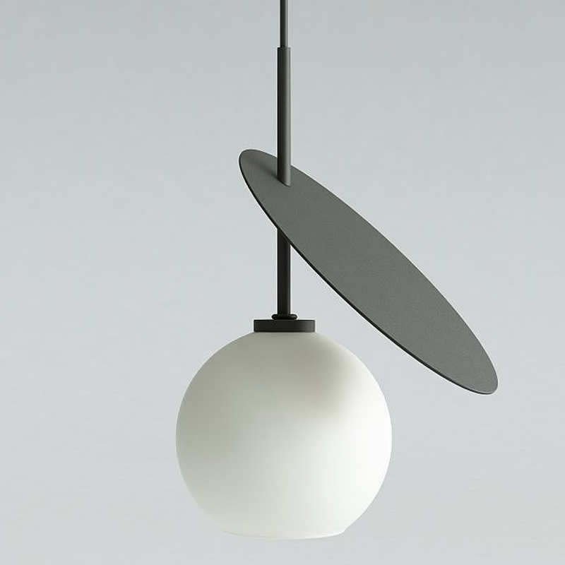Подвесной светильник Cherry Pendant One Black Белое матовое стекло Черный в Волгограде | Loft Concept 