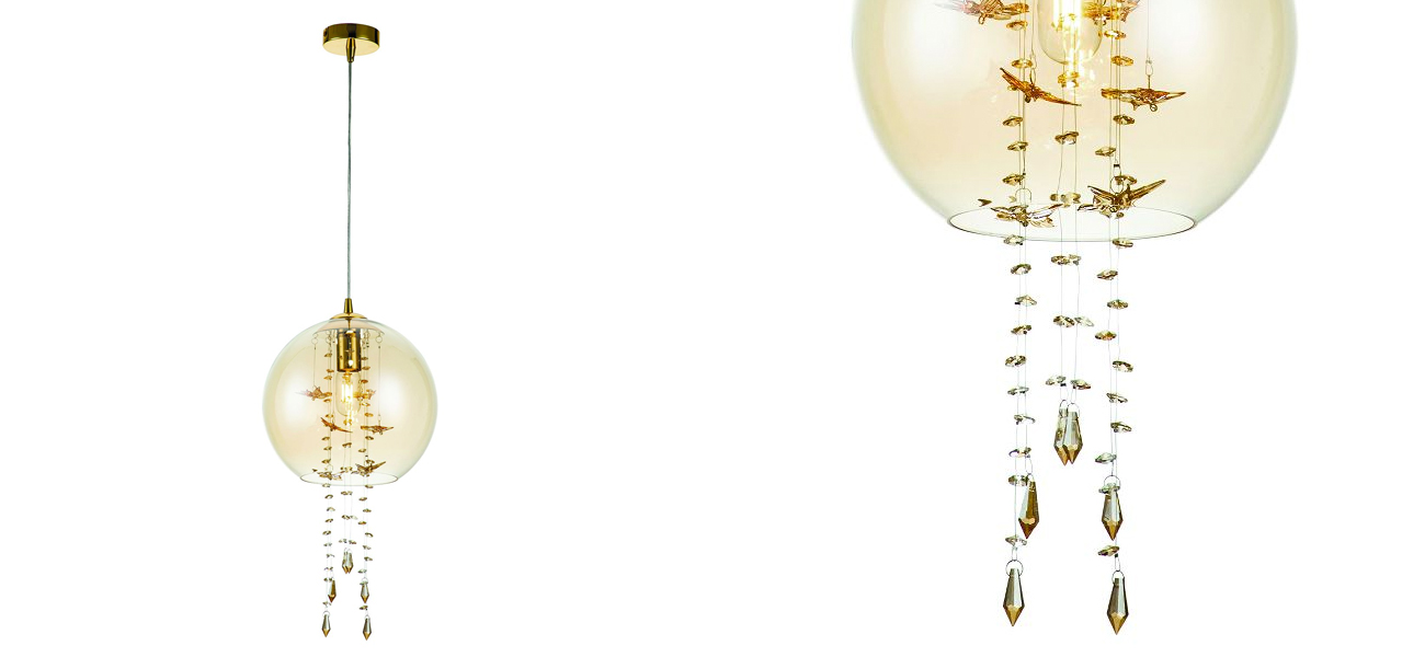 Подвесной светильник с хрустальными подвесками Amber Crystal - фото