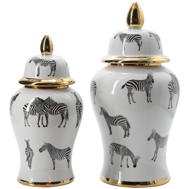 Ваза White Vase Zebra Черный Белый Золотой Ваза White Vase Zebra Черный Белый Золотой в Волгограде | Loft Concept