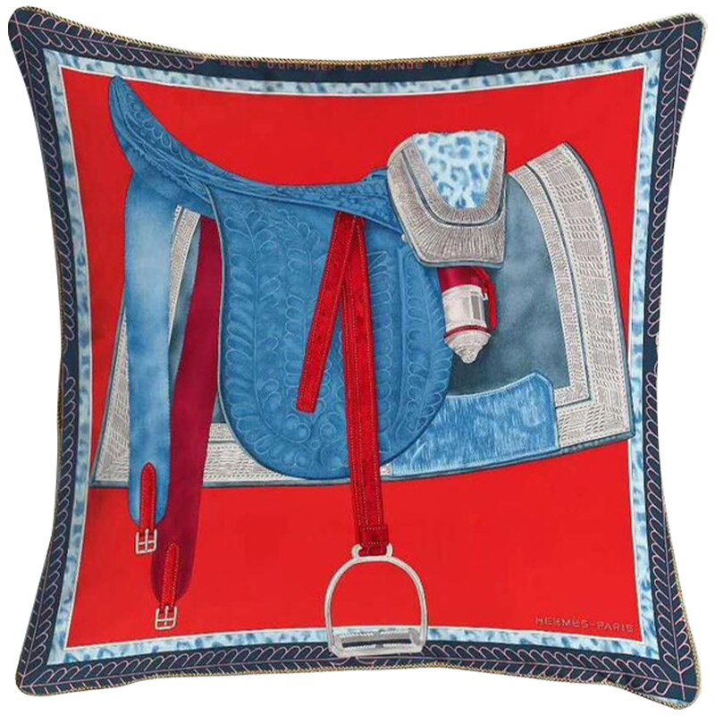 Декоративная подушка Hermes Saddle 126 Красный Синий Голубой Декоративная подушка Hermes Saddle 126 Красный Синий Голубой в Волгограде | Loft Concept