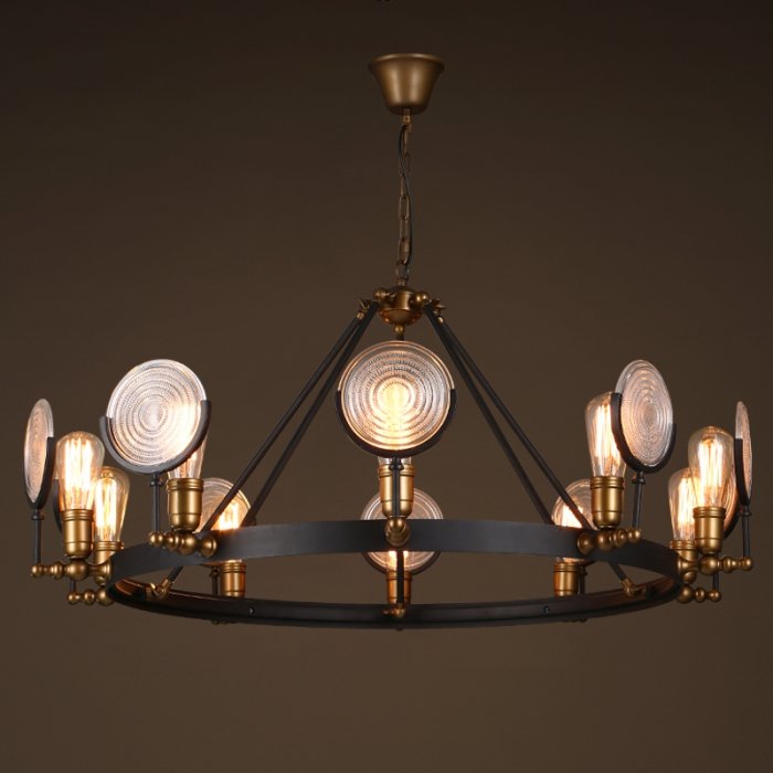 Люстра GASLIGHT LENS Chandelier 10 Черный Люстра GASLIGHT LENS Chandelier 10 Черный в Волгограде | Loft Concept