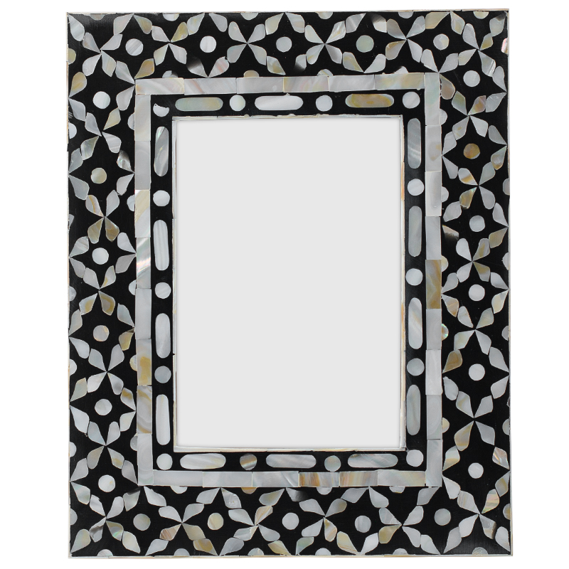 Рама для фото Bone Inlay Pearl Black M Черно-белый Перламутровый Рама для фото Bone Inlay Pearl Black M Черно-белый Перламутровый в Волгограде | Loft Concept