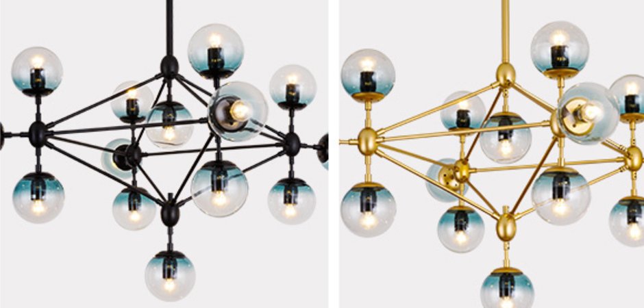Люстра Modo Chandelier Globes Blue Ambre Gold Люстра Modo Chandelier Globes Blue Ambre Gold - Loft-Concept в Волгограде