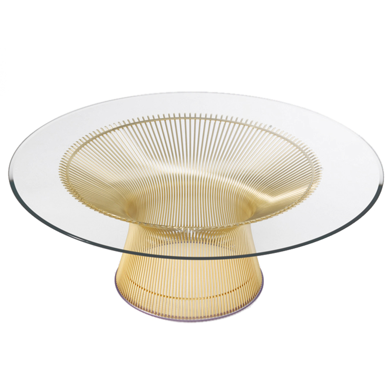 Стол Platner Coffee Gold Глянцевое золото Прозрачное Стекло Стол Platner Coffee Gold Глянцевое золото Прозрачное Стекло в Волгограде | Loft Concept