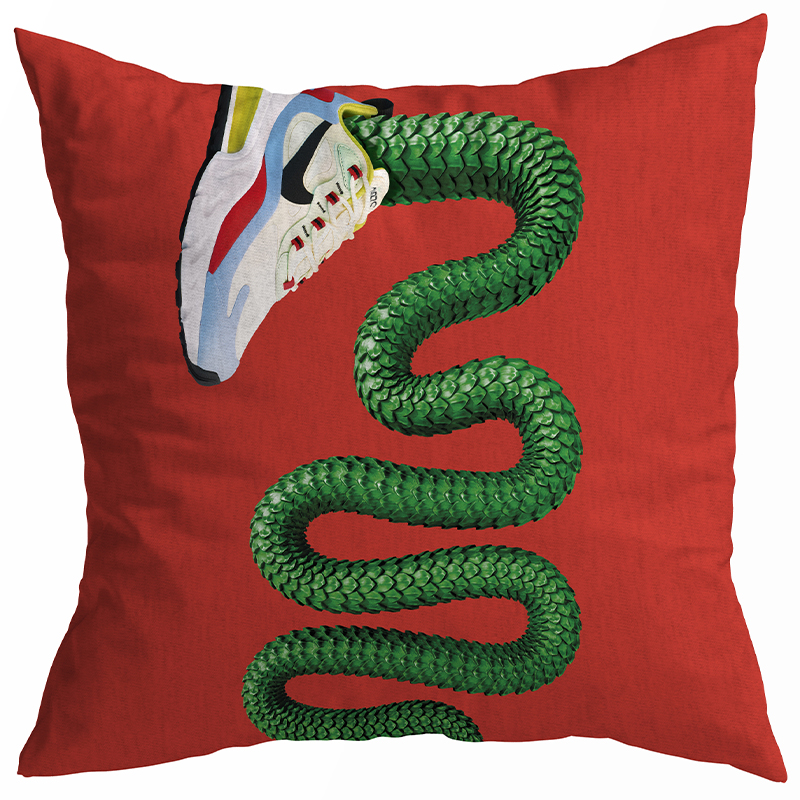 Декоративная подушка Seletti Cushion Sneaker Snake Красный Зеленый Декоративная подушка Seletti Cushion Sneaker Snake Красный Зеленый в Волгограде | Loft Concept