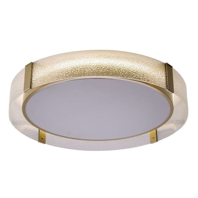 Потолочный светильник круглой формы из стали и стекла Round Glass Brass Латунь Потолочный светильник круглой формы из стали и стекла Round Glass Brass Латунь в Волгограде | Loft Concept