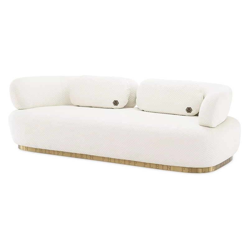 Диван Philipp Plein Sofa Signature Белый Белый Золотой Диван Philipp Plein Sofa Signature Белый Белый Золотой в Волгограде | Loft Concept