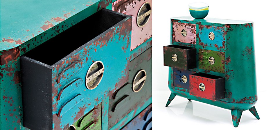 Комод металлический с цветными ящиками Retro Futurismo chest VI Комод металлический с цветными ящиками Retro Futurismo chest VI - Loft-Concept в Волгограде
