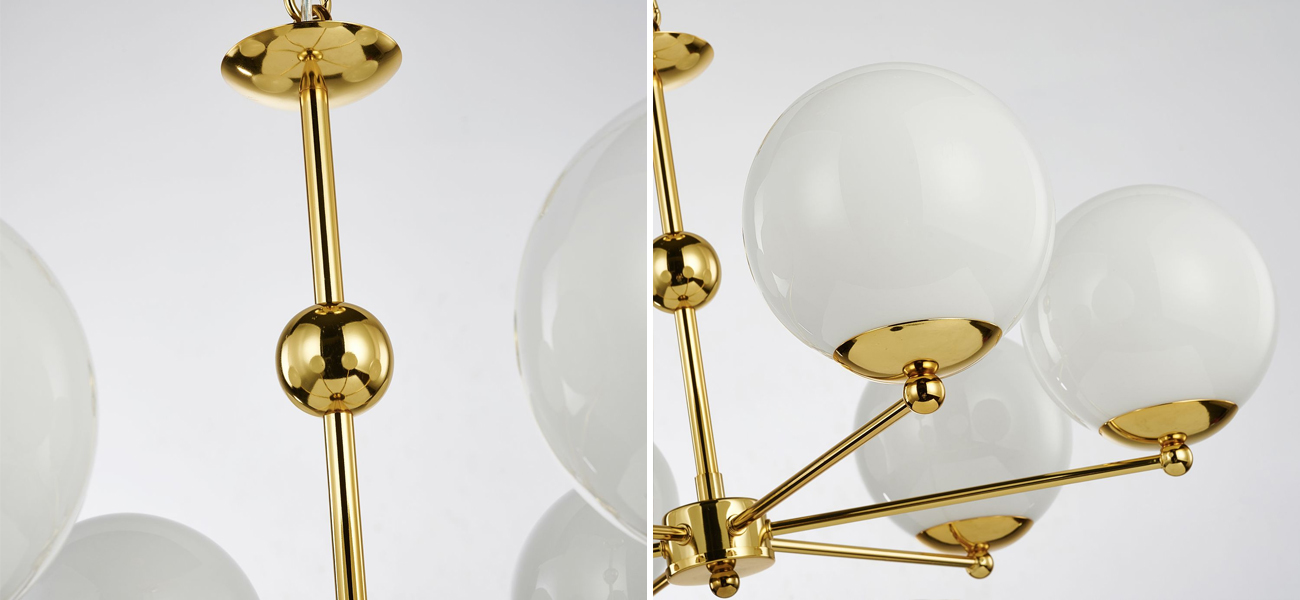 Люстра с белыми плафонами из выдувного стекла Amuse D68 см - фото №1