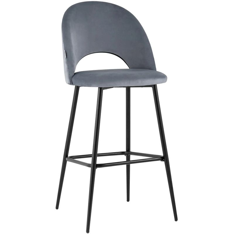 Барный Стул CLIFF Chair Серый Велюр Серый Черный в Волгограде | Loft Concept 