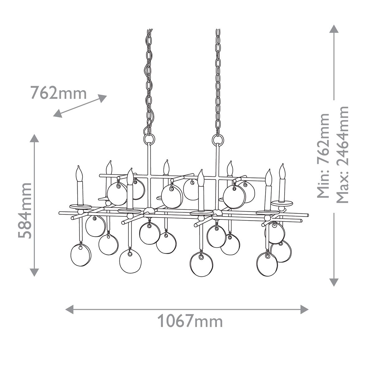 Люстра подвесная с 8-ю лампами и стеклянными круглыми подвесками Currey & Company в Волгограде