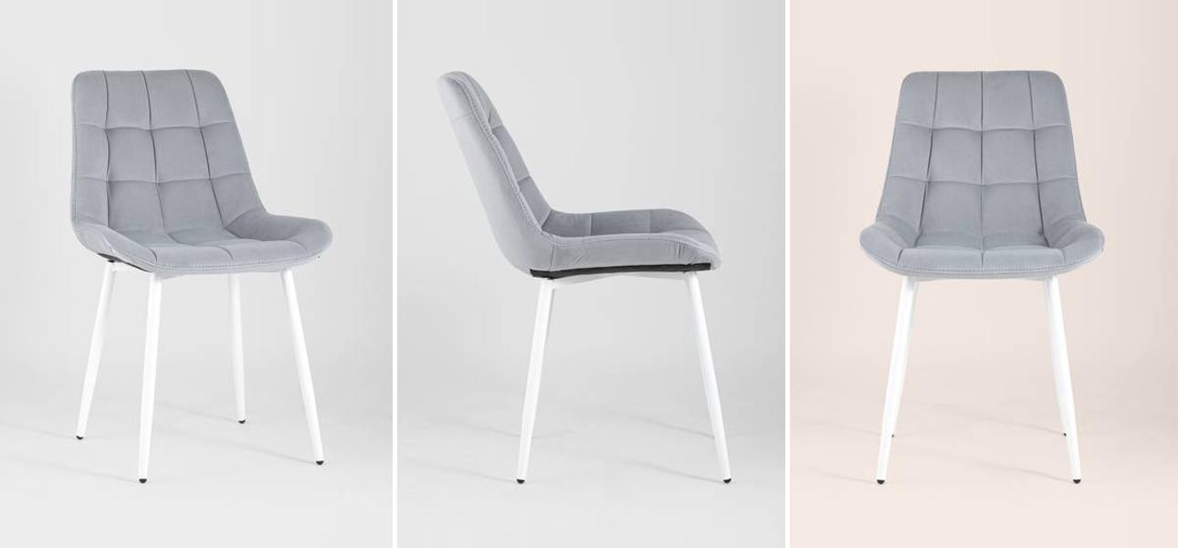 Стул NANCY Chair Серый Цвет Белые Ножки - фото