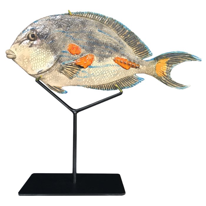 Статуэтка на подставке Gray Fish Серый Черный Белый Статуэтка на подставке Gray Fish Серый Черный Белый в Волгограде | Loft Concept
