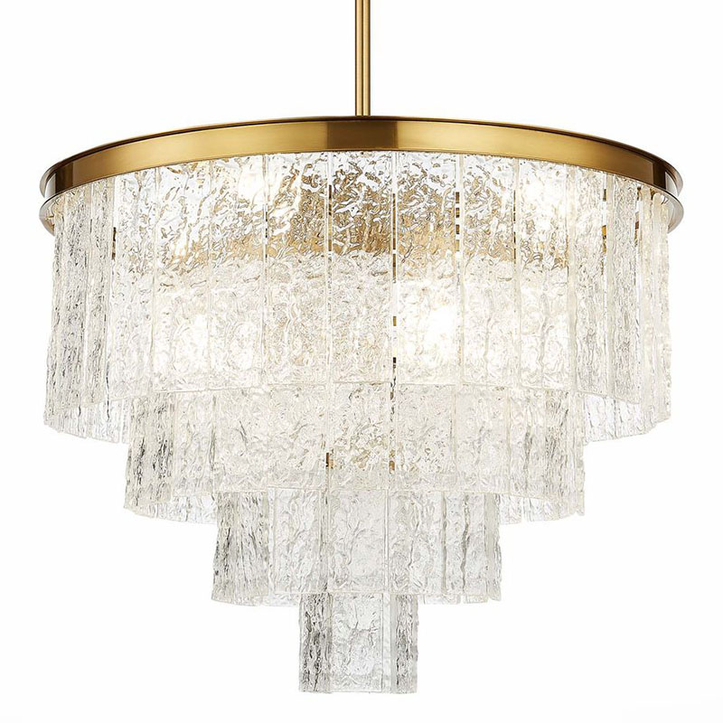Люстра Renea Textured Glass Chandelier Brass D60 Латунь Прозрачное Стекло в Волгограде | Loft Concept 