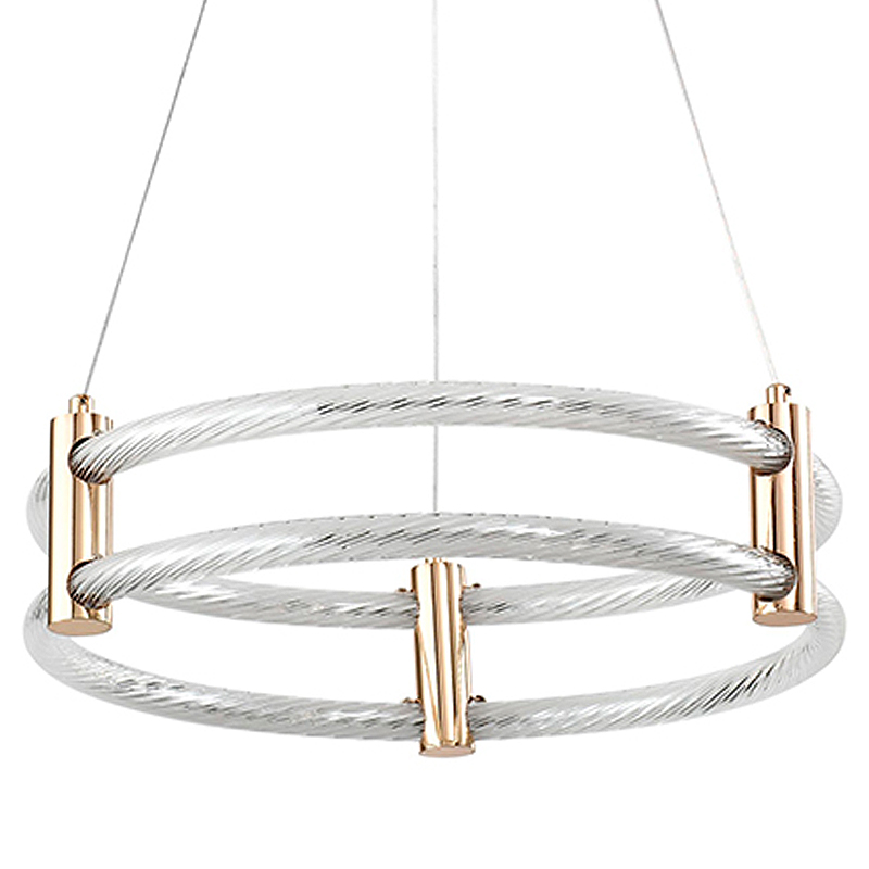 Люстра подвесная светодиодная с 2-мя плафонами в форме колец Lighting Rings Gold Золотой Белый Люстра подвесная светодиодная с 2-мя плафонами в форме колец Lighting Rings Gold Золотой Белый в Волгограде | Loft Concept