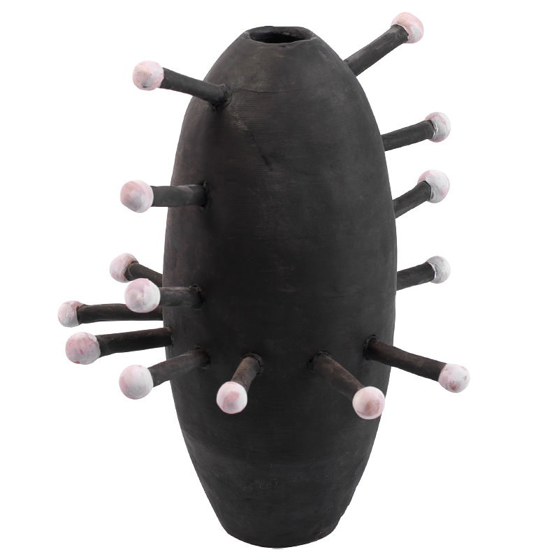 Ваза Kwanza Round Spikes Vase Черный Розовый Ваза Kwanza Round Spikes Vase Черный Розовый в Волгограде | Loft Concept