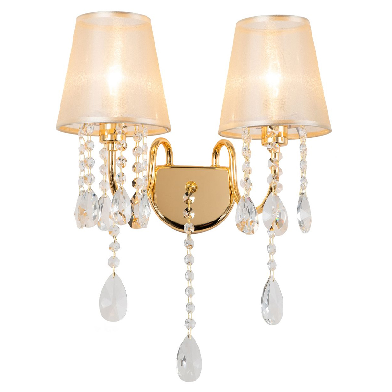 Двойное бра золотого цвета с хрустальным декором Dainty Light Золотой Янтарный Двойное бра золотого цвета с хрустальным декором Dainty Light Золотой Янтарный в Волгограде | Loft Concept