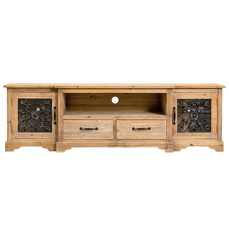 ТВ-Тумба Basile Provence Wood TV Stand Коричневый Древесина Прозрачное Стекло Черный ТВ-Тумба Basile Provence Wood TV Stand Коричневый Древесина Прозрачное Стекло Черный в Волгограде | Loft Concept