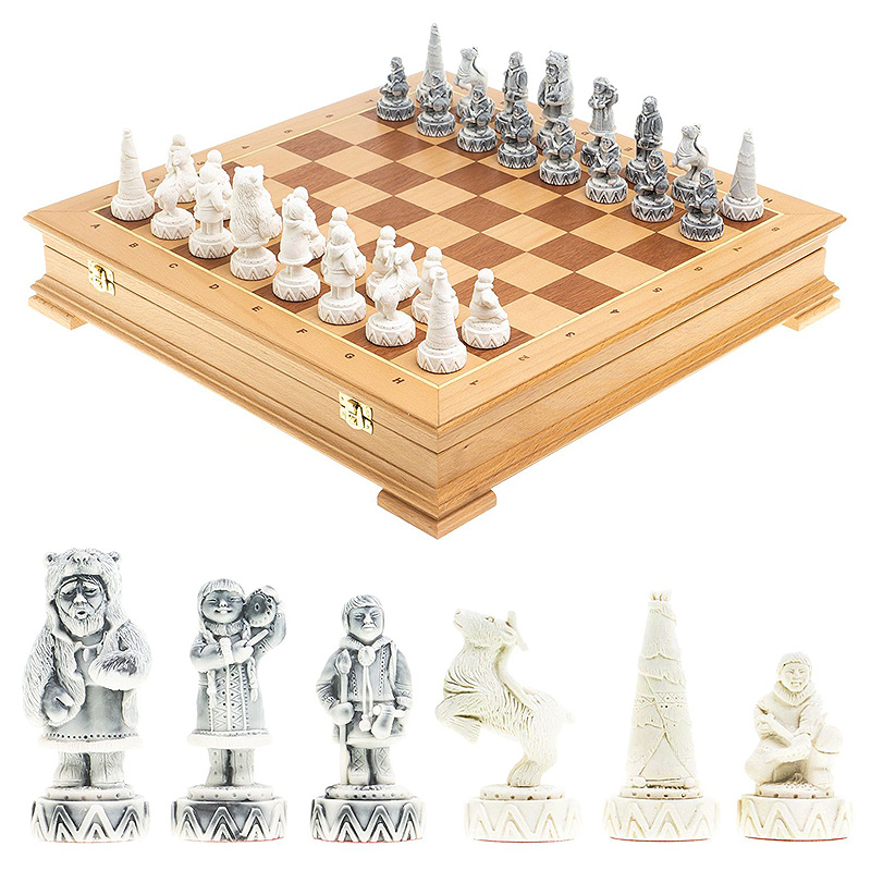 Шахматы Северные народы в ларце из натурального бука Decorative Thematic Chess Белый Серый Оранжевый Коричневый Шахматы Северные народы в ларце из натурального бука Decorative Thematic Chess Белый Серый Оранжевый Коричневый в Волгограде | Loft Concept