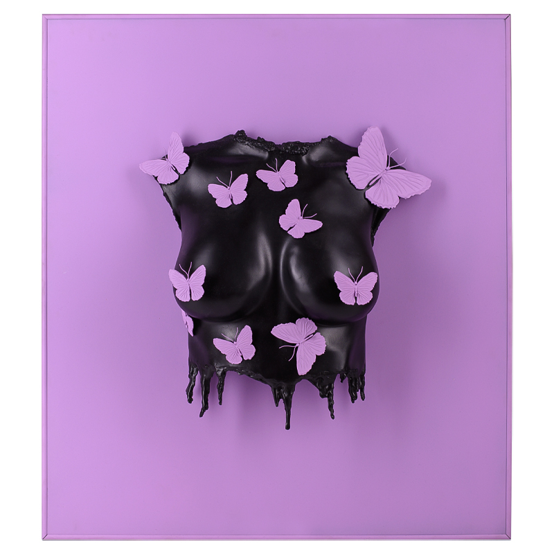 Аксессуар на стену Sculpture Female Torso Butterflies Framed Сиреневый Черный Аксессуар на стену Sculpture Female Torso Butterflies Framed Сиреневый Черный в Волгограде | Loft Concept