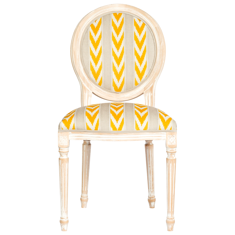 Стул Ikat Pattern с желтым узором Белый Желтый Бежевый в Волгограде | Loft Concept 