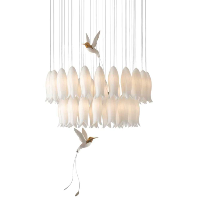 Люстра c Птичками Колибри Sagarti Pendant lamp ALBA Flowers & Birds Белый Золотой Люстра c Птичками Колибри Sagarti Pendant lamp ALBA Flowers & Birds Белый Золотой в Волгограде | Loft Concept