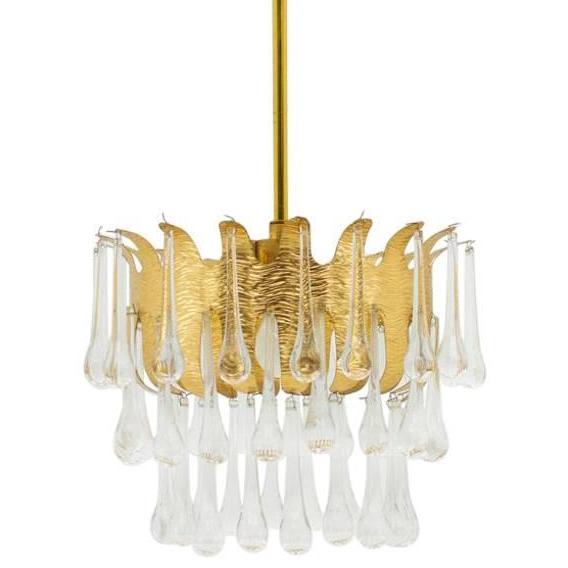 Люстра Ernst Palme Glass and Gilded Brass Chandelier Золотой Люстра Ernst Palme Glass and Gilded Brass Chandelier Золотой в Волгограде | Loft Concept