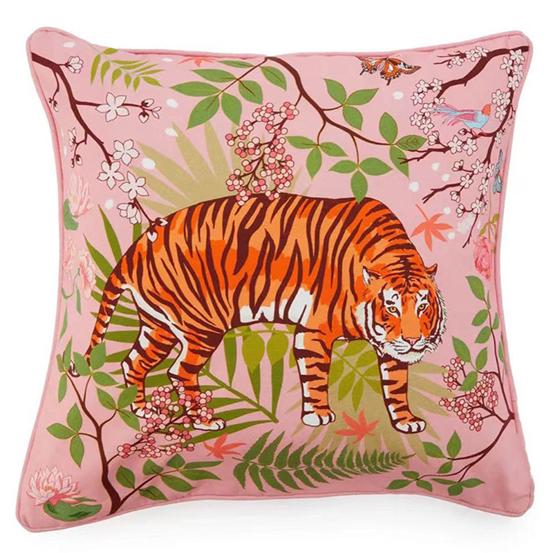 Декоративная подушка Tiger Pink Velvet Cushion Розовый Мульти Декоративная подушка Tiger Pink Velvet Cushion Розовый Мульти в Волгограде | Loft Concept