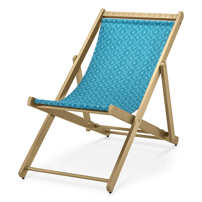 Кресло Philipp Plein Deck Chair Голубое Голубой Золотой Кресло Philipp Plein Deck Chair Голубое Голубой Золотой в Волгограде | Loft Concept
