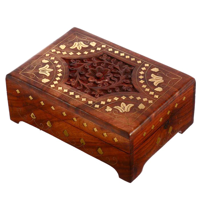 Шкатулка Fulari Indian Inlay Box Коричневый Шкатулка Fulari Indian Inlay Box Коричневый в Волгограде | Loft Concept