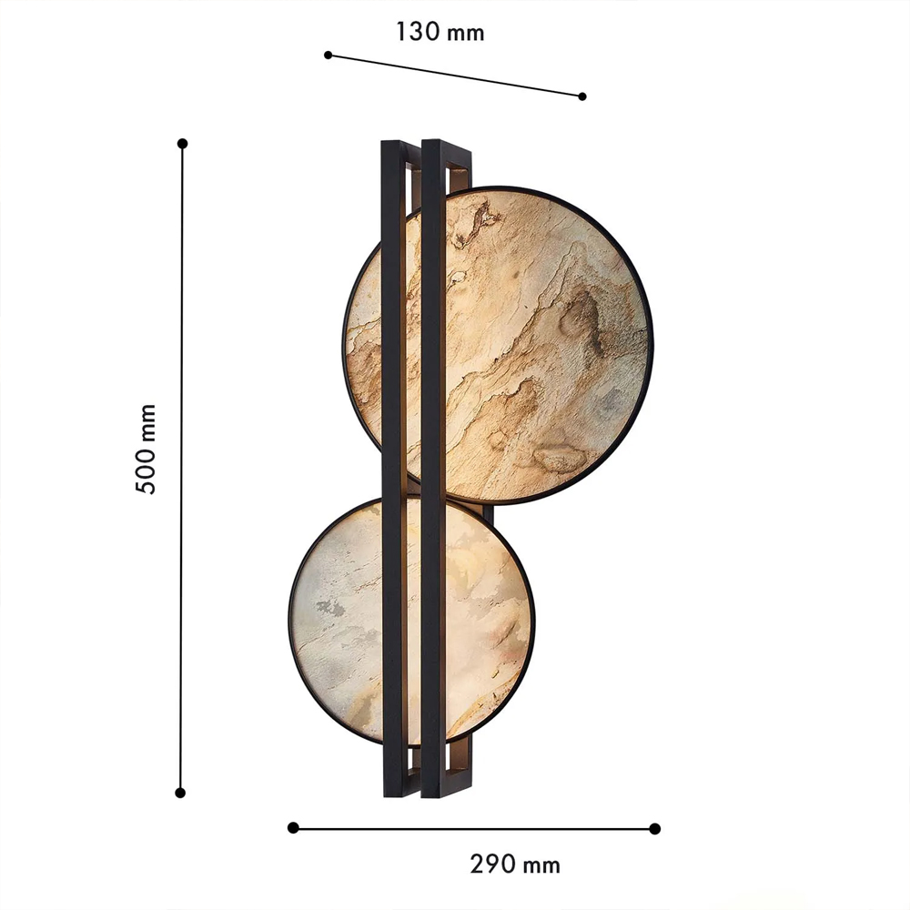 Бра из двух каменных дисков в металлической раме Constellation в Волгограде