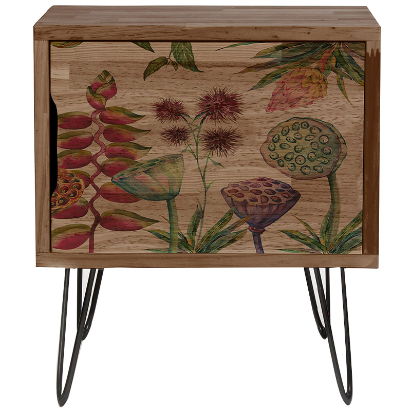 Тумба с цветочным изображением Floral Wood Nightstand Коричневый Тумба с цветочным изображением Floral Wood Nightstand Коричневый в Волгограде | Loft Concept
