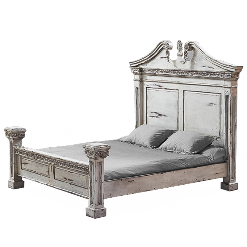 Кровать Gothic Style Bed White Белый винтажная патина Кровать Gothic Style Bed White Белый винтажная патина в Волгограде | Loft Concept