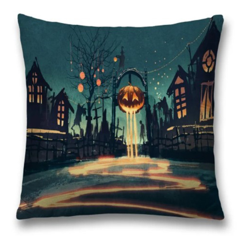 Подушка Halloween Alleyway Черный Синий Оранжевый Подушка Halloween Alleyway Черный Синий Оранжевый в Волгограде | Loft Concept